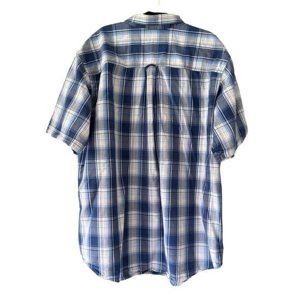 Izod Saltwater 2XLT Seaport Poplin Mens Short Sleeve Button Plaid Shirt Relaxed - Picture 4 of 6